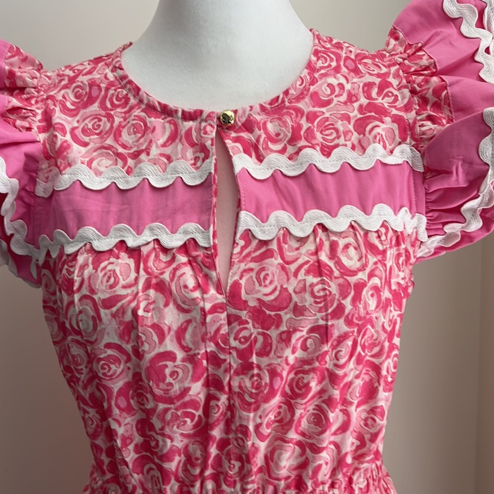 Women’s Sail to Sable dress floral rose print flutter sleeve size small NWT - Picture 5 of 11